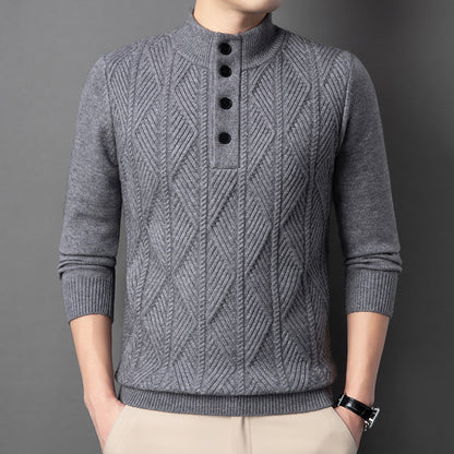 Men's Winter Stand Collar Knitted Sweater Thickened Warm Pullover