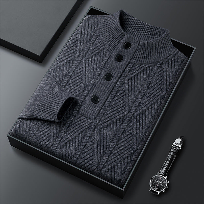 Men's Winter Stand Collar Knitted Sweater Thickened Warm Pullover