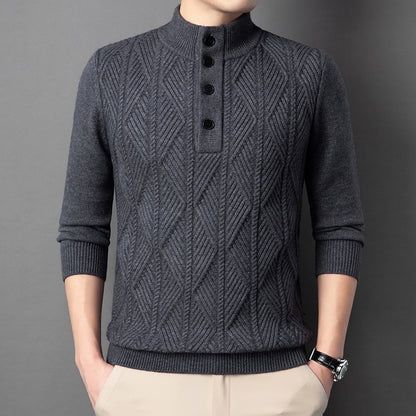 Men's Winter Stand Collar Knitted Sweater Thickened Warm Pullover