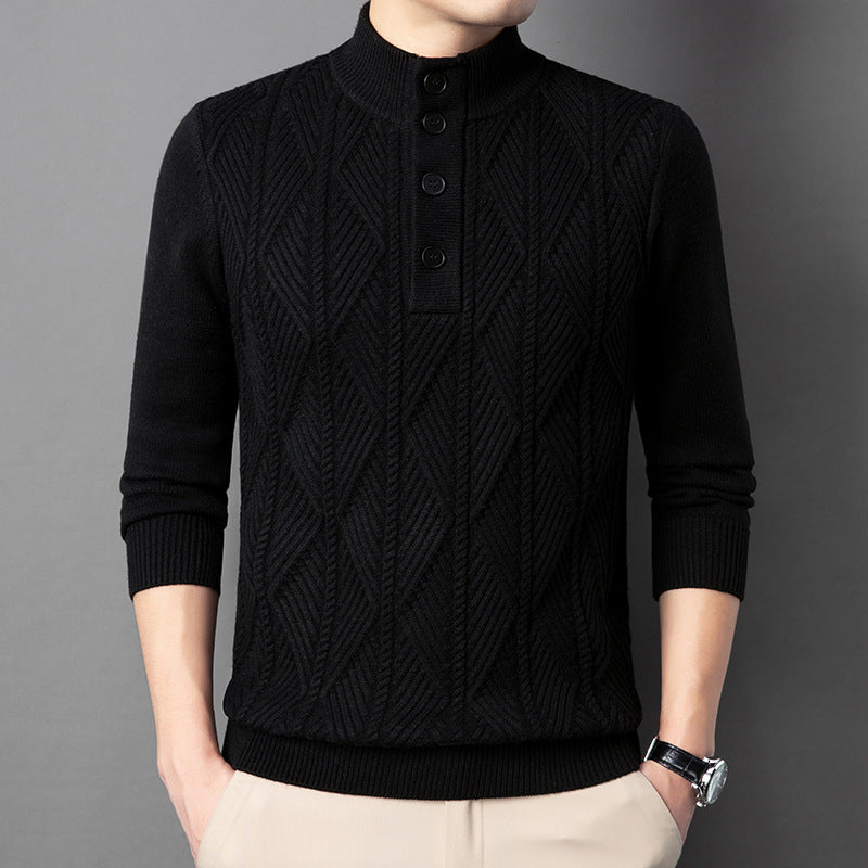 Men's Winter Stand Collar Knitted Sweater Thickened Warm Pullover