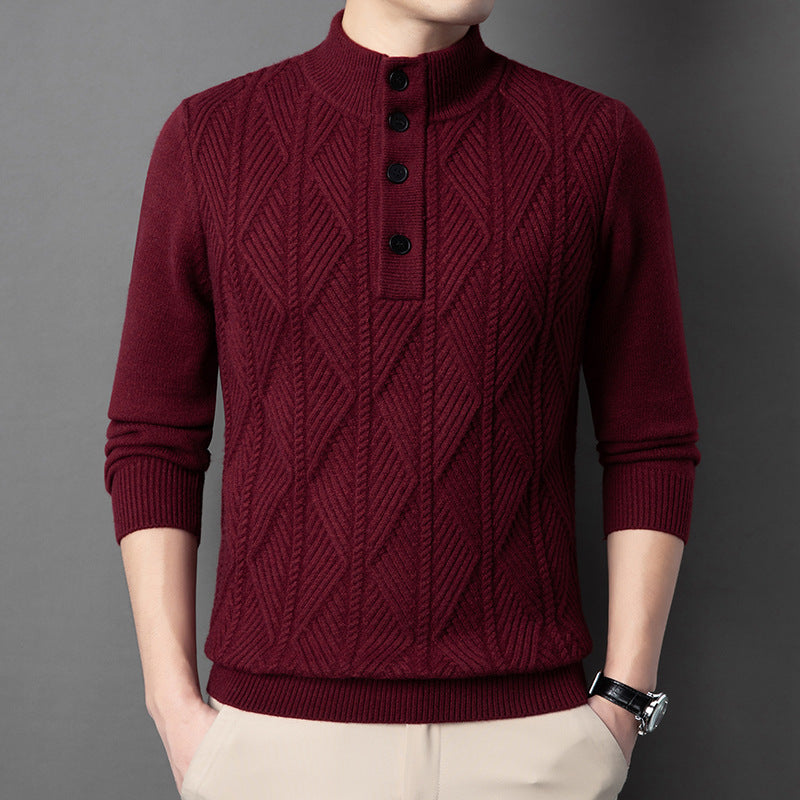 Men's Winter Stand Collar Knitted Sweater Thickened Warm Pullover