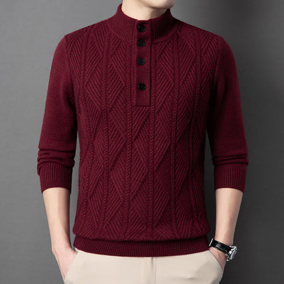 Men's Winter Stand Collar Knitted Sweater Thickened Warm Pullover