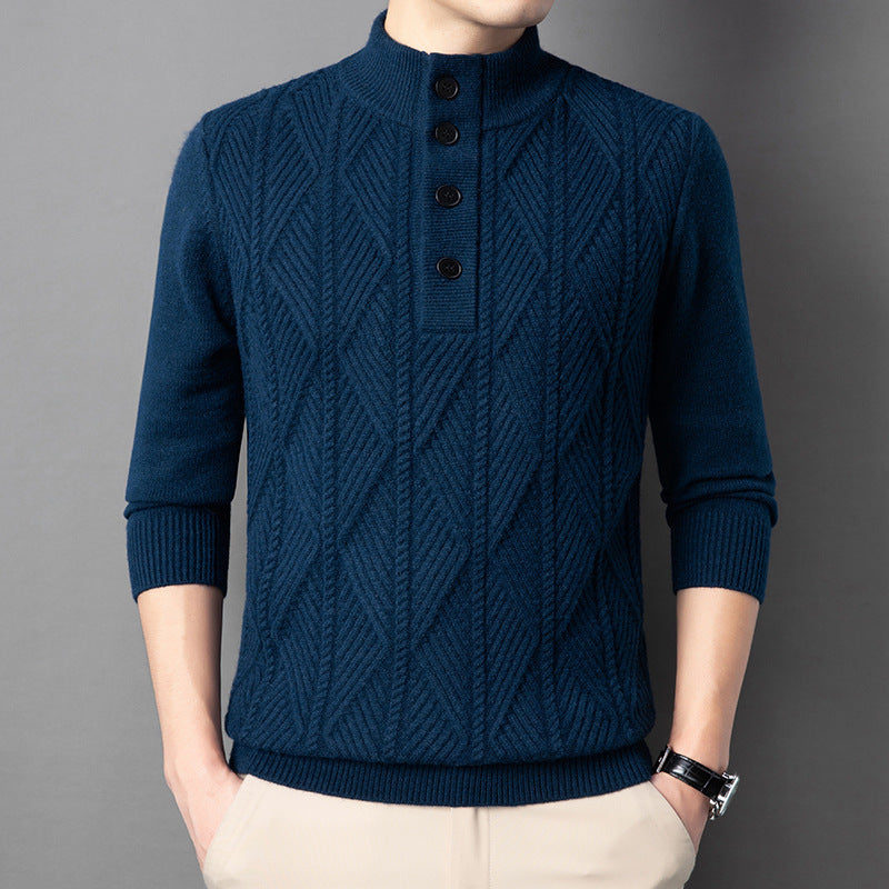 Men's Winter Stand Collar Knitted Sweater Thickened Warm Pullover
