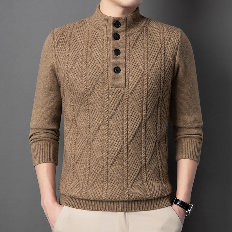 Men's Winter Stand Collar Knitted Sweater Thickened Warm Pullover