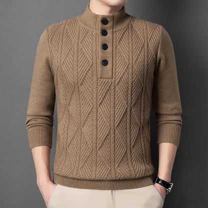 Men's Winter Stand Collar Knitted Sweater Thickened Warm Pullover