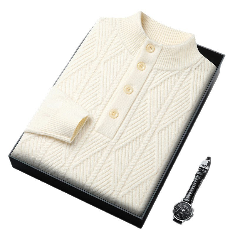 Men's Winter Stand Collar Knitted Sweater Thickened Warm Pullover