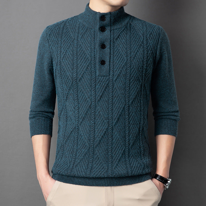 Men's Winter Stand Collar Knitted Sweater Thickened Warm Pullover