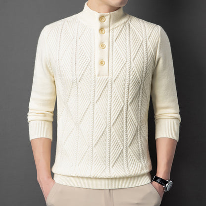 Men's Winter Stand Collar Knitted Sweater Thickened Warm Pullover