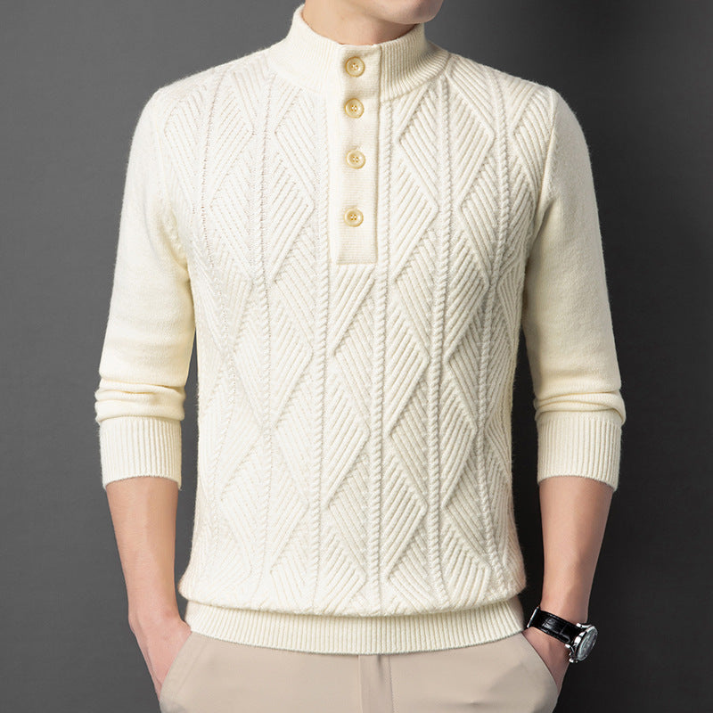 Men's Winter Stand Collar Knitted Sweater Thickened Warm Pullover