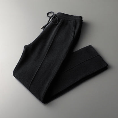 Men's Wool Knit Pants Casual Loose Straight Fit Trousers