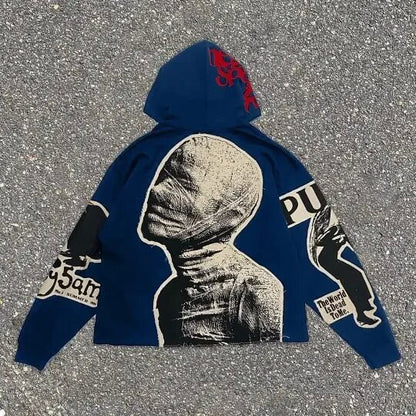 Men's Y2K Hip Hop 3D Print Loose Hoodie