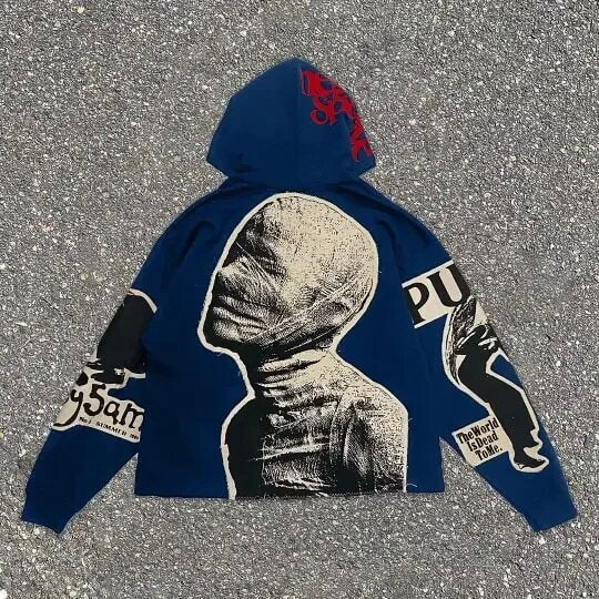 Men's Y2K Hip Hop 3D Print Loose Hoodie