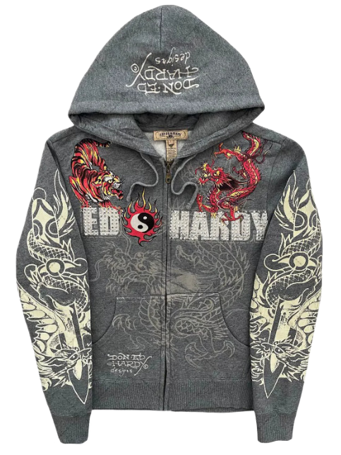 Men's Zip Hoodie Tiger Print Sweatshirt
