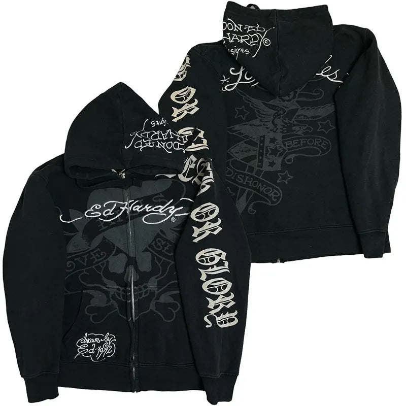 Men's Zip Hoodie Tiger Print Sweatshirt