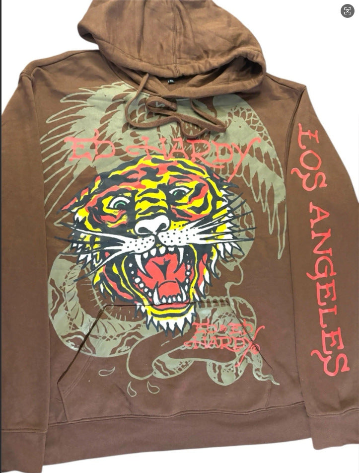 Men's Zip Hoodie Tiger Print Sweatshirt