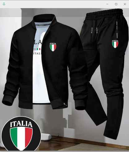 Men's Zipper Jacket and Trousers Set