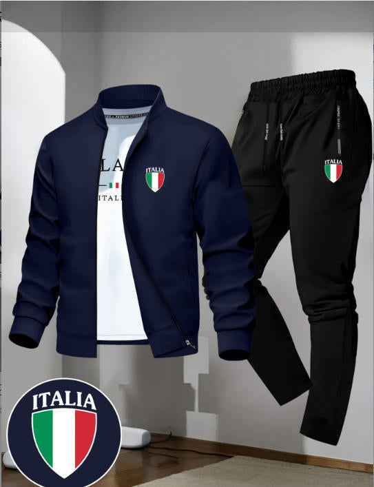 Men's Zipper Jacket and Trousers Set