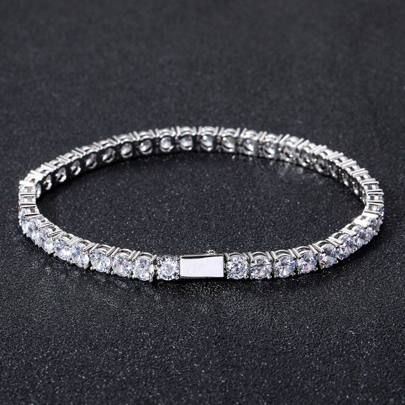 Men's Zircon Tennis Bracelet with Spring Clasp
