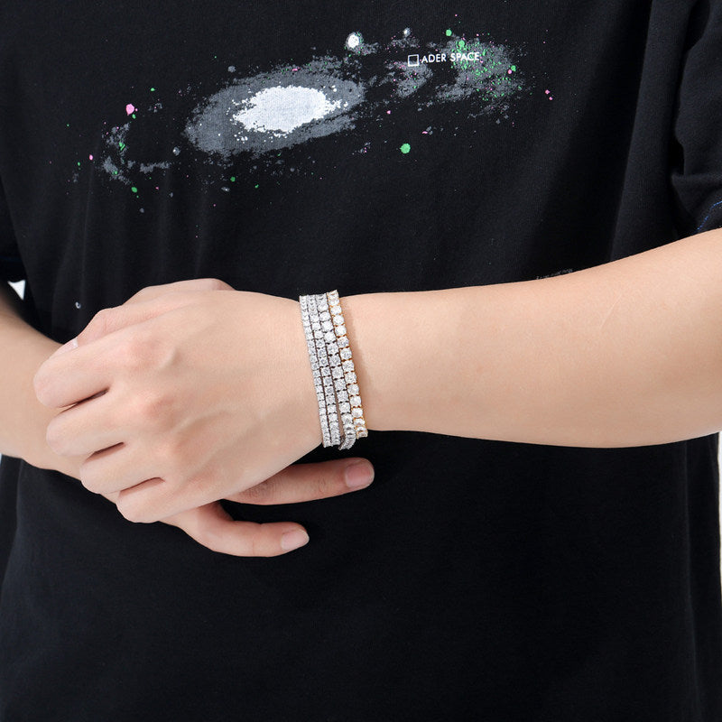 Men's Zircon Tennis Bracelet with Spring Clasp