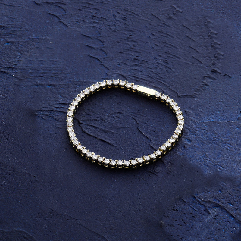 Men's Zircon Tennis Bracelet with Spring Clasp