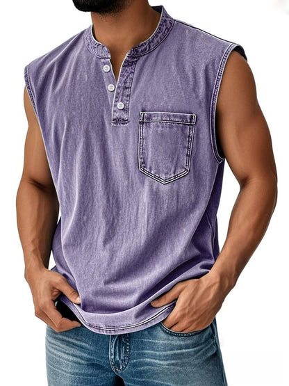 Men Sleeveless Button Down Polo Vest