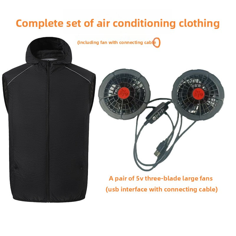 Men Summer Work Fan Vest Sun Protection Air Conditioning Clothing