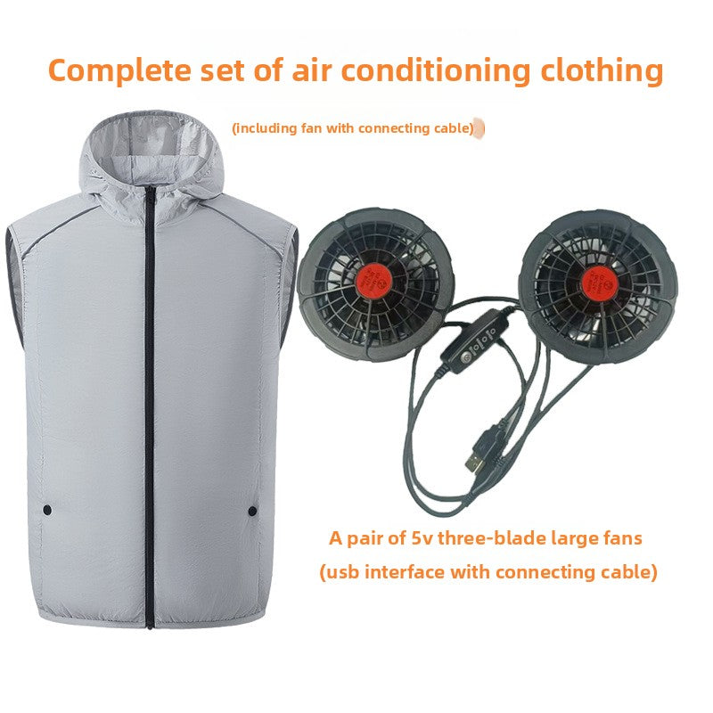 Men Summer Work Fan Vest Sun Protection Air Conditioning Clothing