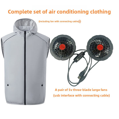 Men Summer Work Fan Vest Sun Protection Air Conditioning Clothing