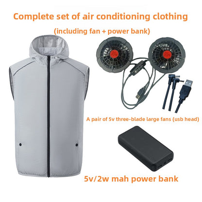 Men Summer Work Fan Vest Sun Protection Air Conditioning Clothing