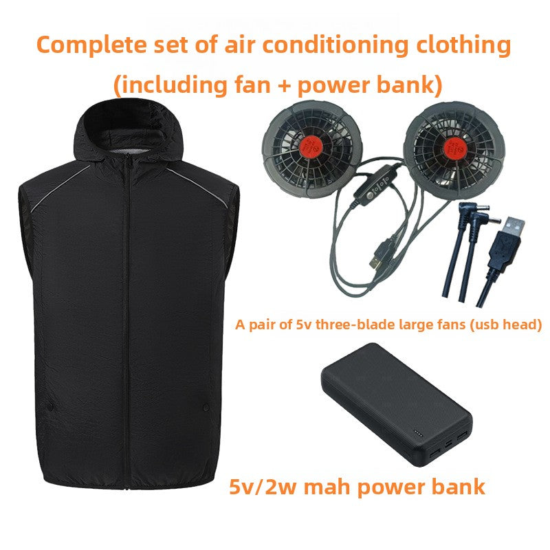 Men Summer Work Fan Vest Sun Protection Air Conditioning Clothing