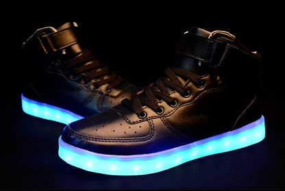 Men Women LED Light Up Sneakers High Top Luminous Casual Shoes