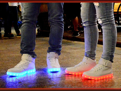 Men Women LED Light Up Sneakers High Top Luminous Casual Shoes