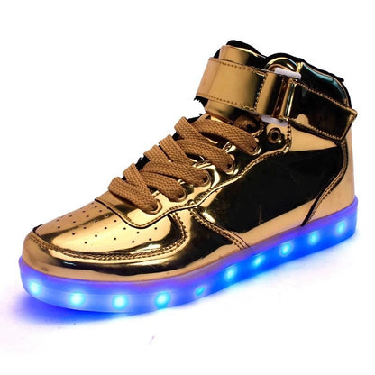 Men Women LED Light Up Sneakers High Top Luminous Casual Shoes