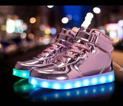 Men Women LED Light Up Sneakers High Top Luminous Casual Shoes