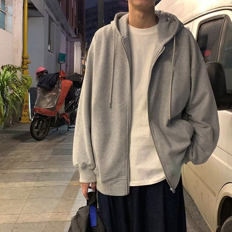 Men Zip Front Hooded Sweatshirt