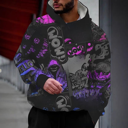 Mens 3D Digital Print Hooded Sweatshirt