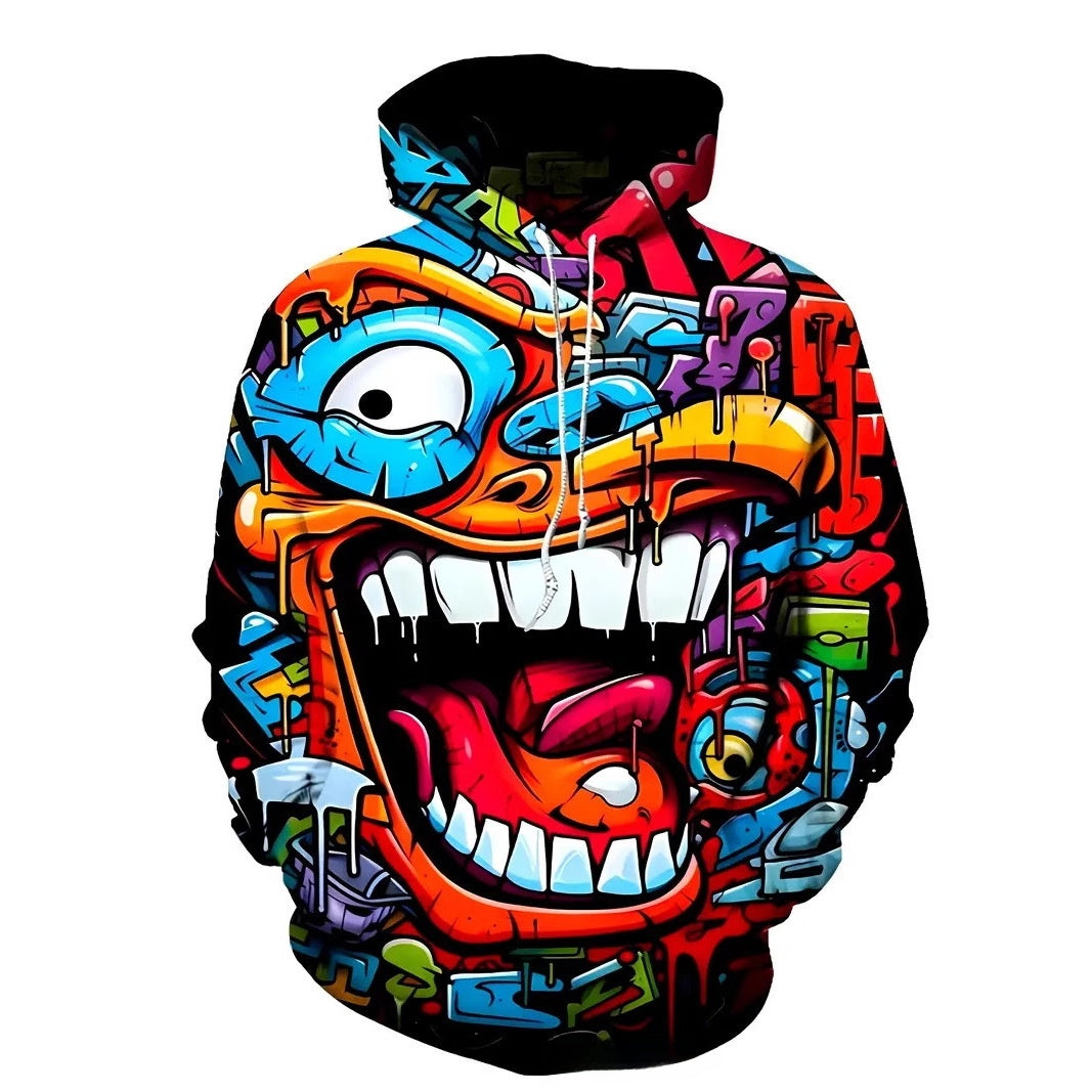 Mens 3D Digital Print Hooded Sweatshirt