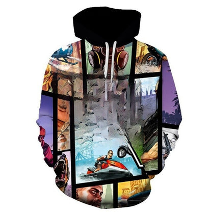Mens 3D Digital Print Hooded Sweatshirt