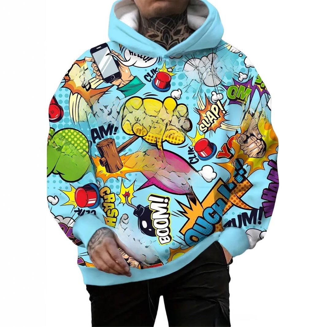 Mens 3D Digital Print Hooded Sweatshirt