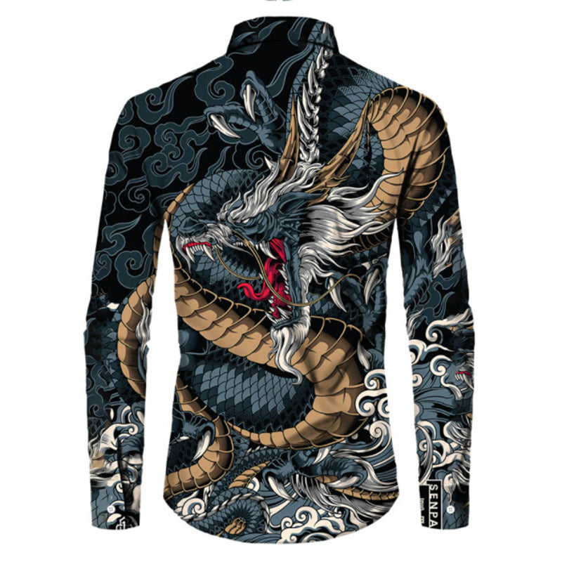 Mens 3D Floral Print Long Sleeve Shirt