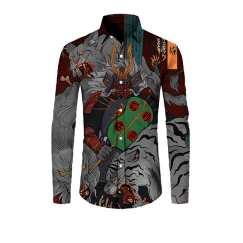 Mens 3D Floral Print Long Sleeve Shirt