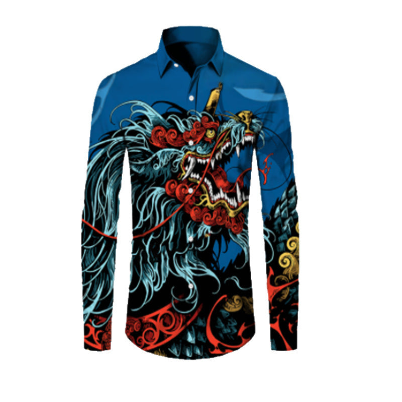 Mens 3D Floral Print Long Sleeve Shirt