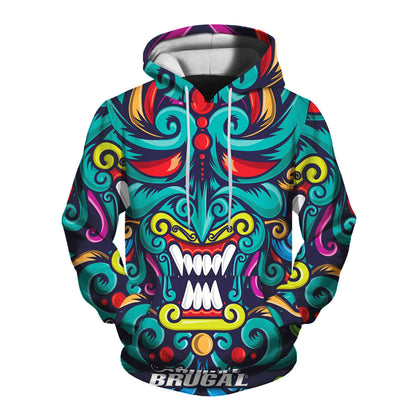 Mens 3D Printed Hooded Pullover Sweatshirt