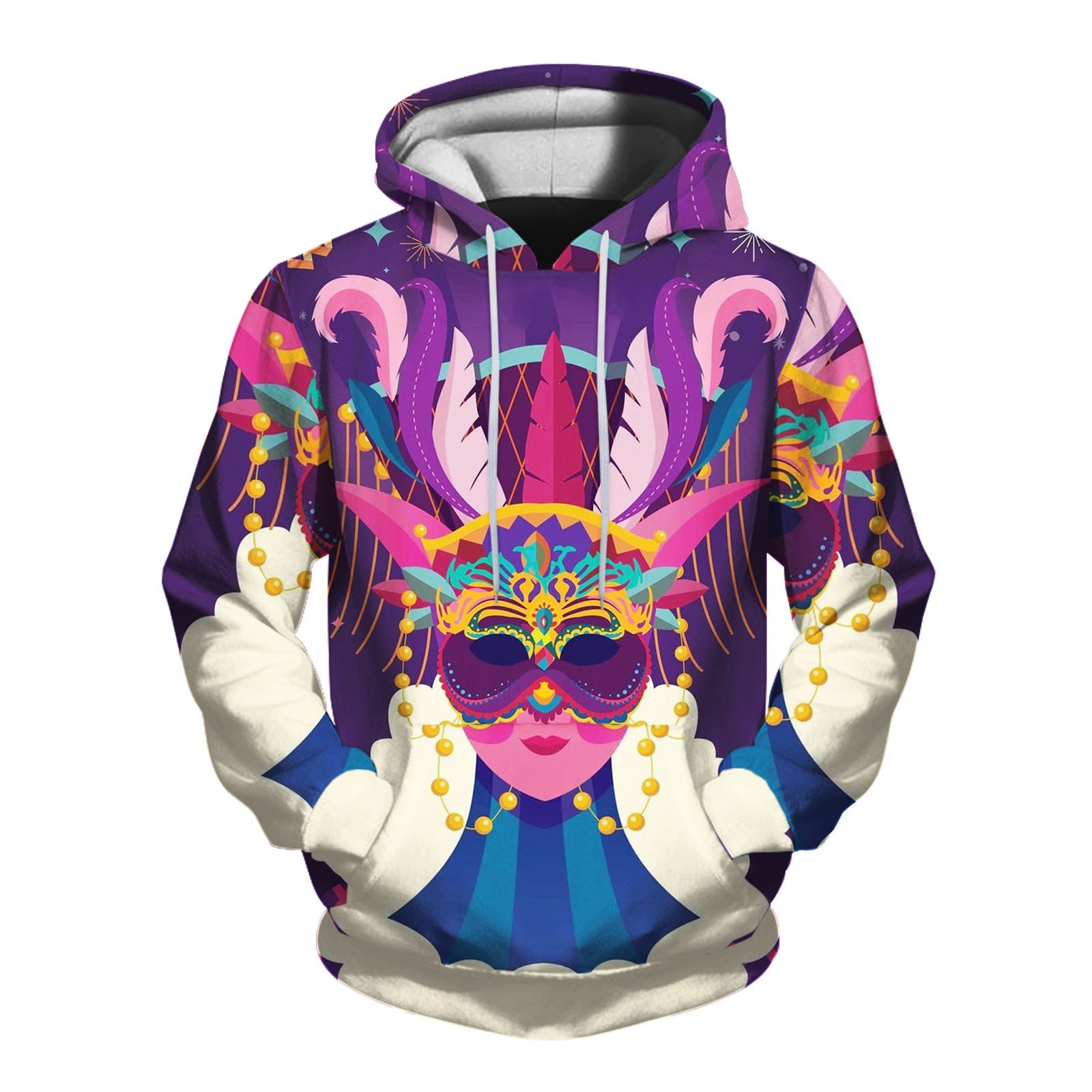 Mens 3D Printed Hooded Pullover Sweatshirt