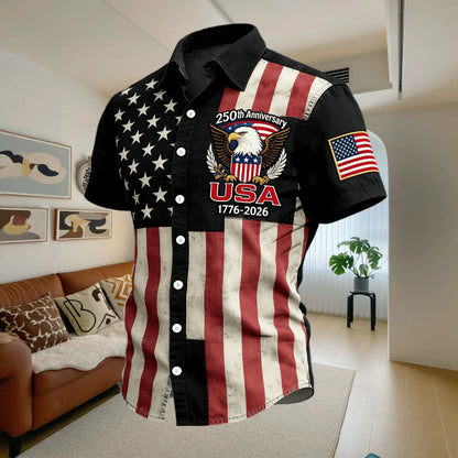 Mens American Flag Hawaiian Shirt