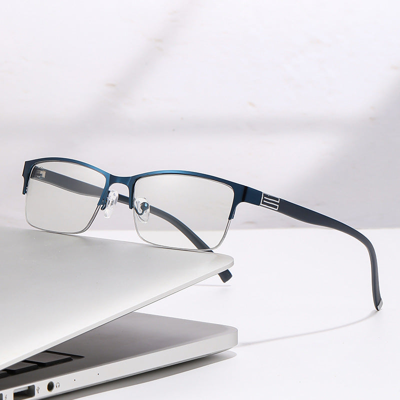 Mens Anti Blue Light Half Frame Glasses