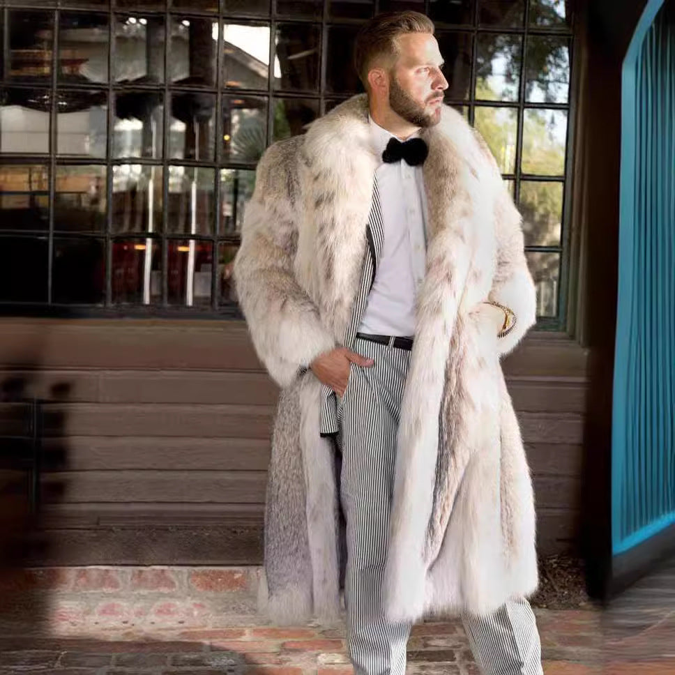 Mens Artificial Fur Leopard Print Coat