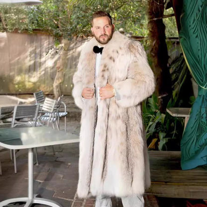 Mens Artificial Fur Leopard Print Coat