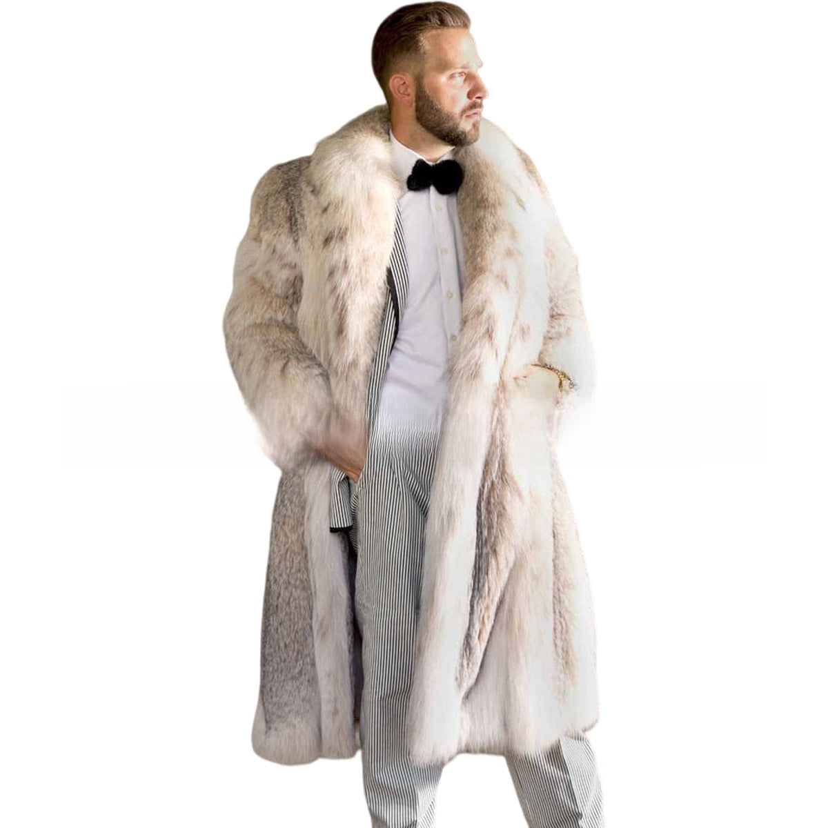 Mens Artificial Fur Leopard Print Coat