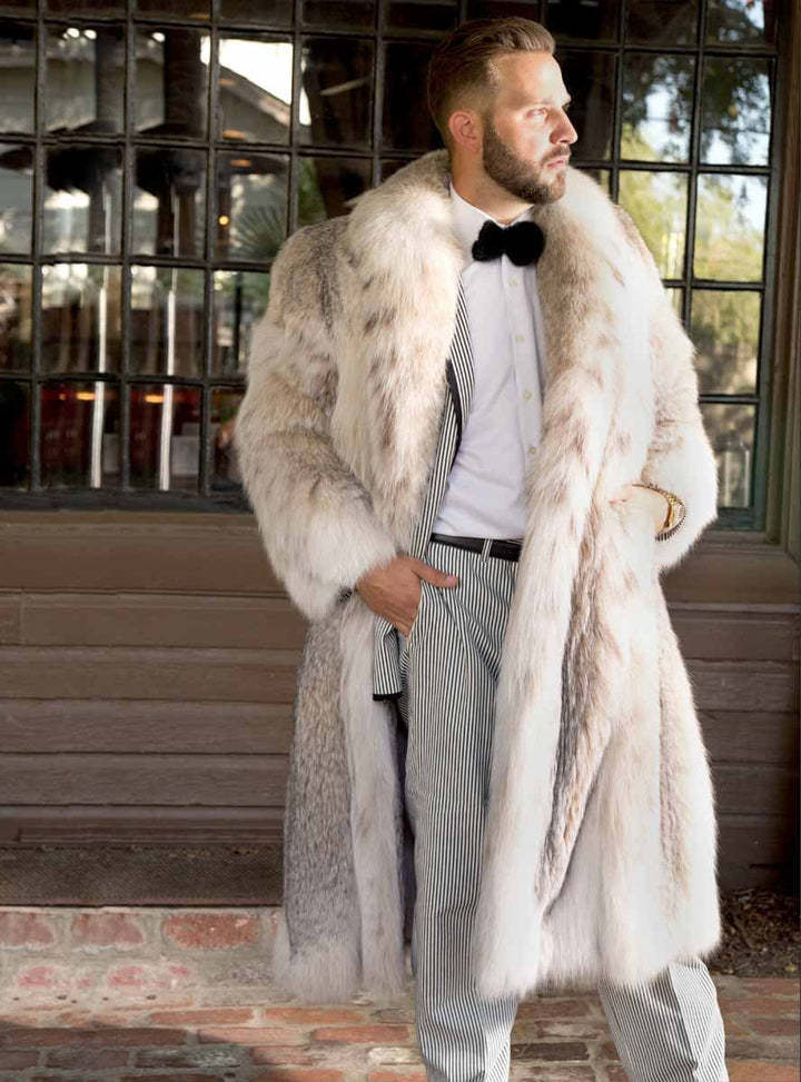 Mens Artificial Fur Leopard Print Coat